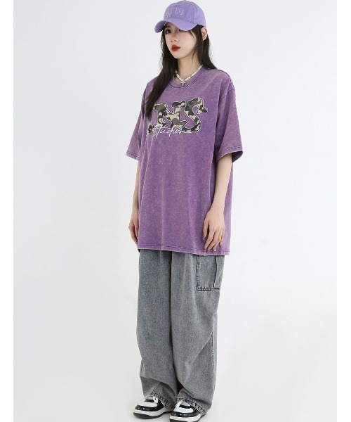 A‘gem 9（エージェムナイン）の「A'GEM/9 × .kom『INSstudios/インスステュディオス』カモフラロゴ半袖カットソー（Tシャツ/カットソー・メンズ・パープル/ブラック・M/L）」の18枚目の写真