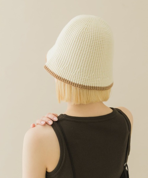 SMELLY（スメリー）の「バイカラーラインハット（ハット・レディース・アイボリー/ベージュ/ブラック・-）」の5枚目の写真