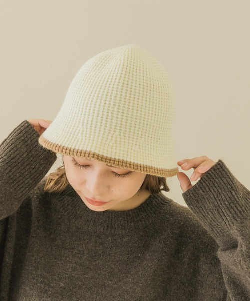 SMELLY（スメリー）の「バイカラーラインハット（ハット・レディース・アイボリー/ベージュ/ブラック・-）」の7枚目の写真