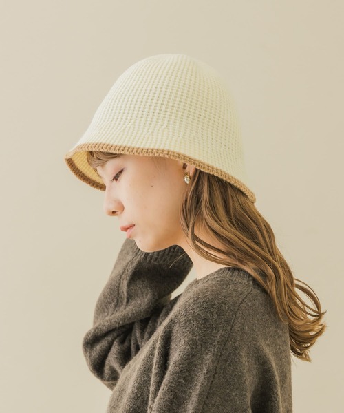 SMELLY（スメリー）の「バイカラーラインハット（ハット・レディース・アイボリー/ベージュ/ブラック・-）」の8枚目の写真