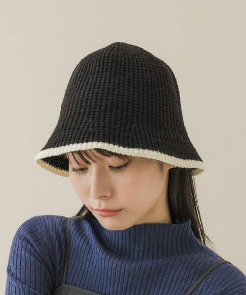 SMELLY（スメリー）の「バイカラーラインハット（ハット・レディース・アイボリー/ベージュ/ブラック・-）」の13枚目の写真