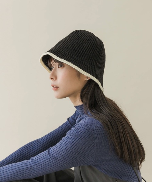 SMELLY（スメリー）の「バイカラーラインハット（ハット・レディース・アイボリー/ベージュ/ブラック・-）」の15枚目の写真