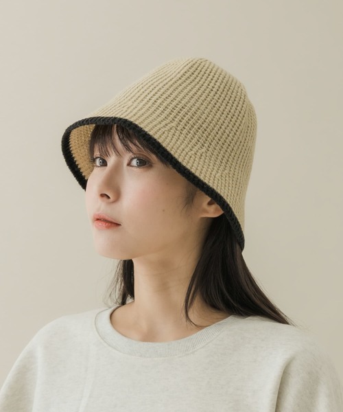 SMELLY（スメリー）の「バイカラーラインハット（ハット・レディース・アイボリー/ベージュ/ブラック・-）」の19枚目の写真