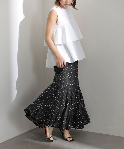 La TOTALITE（ラトータリテ）の「ドットプリントティアードスカート  