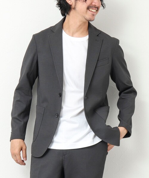 NOLLEY'S goodman（ノーリーズグッドマン）の「《セットアップ対応》バーズアイニット イージージャケット（テーラードジャケット・メンズ・ネイビー/ブラウン/グレー・S/M/L/XL）」の2枚目の写真