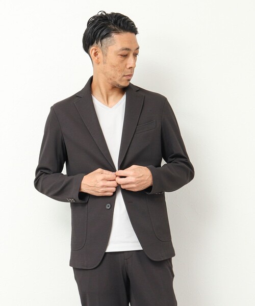 NOLLEY'S goodman（ノーリーズグッドマン）の「《セットアップ対応》バーズアイニット イージージャケット（テーラードジャケット・メンズ・ネイビー/ブラウン/グレー・S/M/L/XL）」の12枚目の写真