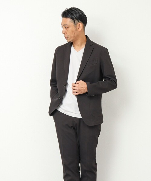 NOLLEY'S goodman（ノーリーズグッドマン）の「《セットアップ対応》バーズアイニット イージージャケット（テーラードジャケット・メンズ・ネイビー/ブラウン/グレー・S/M/L/XL）」の4枚目の写真