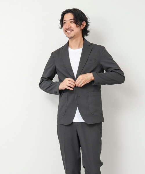 NOLLEY'S goodman（ノーリーズグッドマン）の「《セットアップ対応》バーズアイニット イージージャケット（テーラードジャケット・メンズ・ネイビー/ブラウン/グレー・S/M/L/XL）」の6枚目の写真