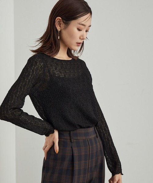 ROPE' PICNIC（ロペピクニック）の「レースカットトップス（Tシャツ/カットソー・レディース・ブラック/キナリ・38）」の7枚目の写真