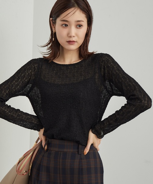 ROPE' PICNIC（ロペピクニック）の「レースカットトップス（Tシャツ/カットソー・レディース・ブラック/キナリ・38）」の8枚目の写真