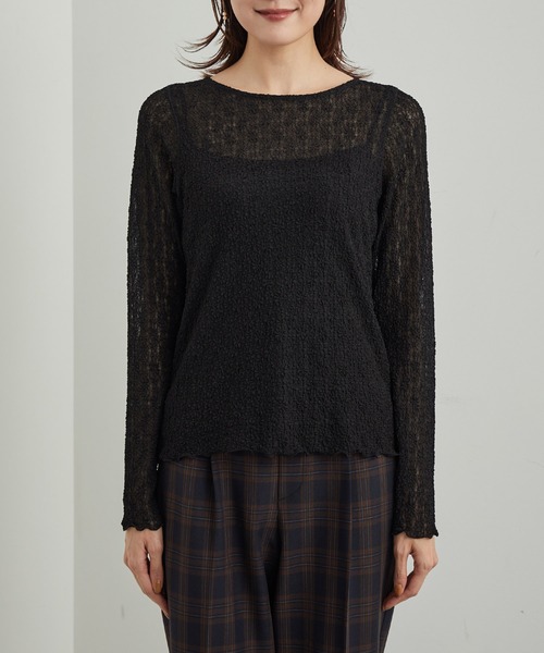 ROPE' PICNIC（ロペピクニック）の「レースカットトップス（Tシャツ/カットソー・レディース・ブラック/キナリ・38）」の13枚目の写真