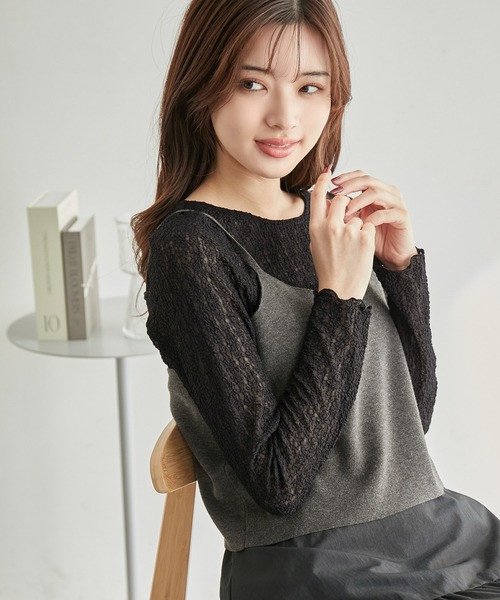 ROPE' PICNIC（ロペピクニック）の「レースカットトップス（Tシャツ/カットソー・レディース・ブラック/キナリ・38）」の21枚目の写真