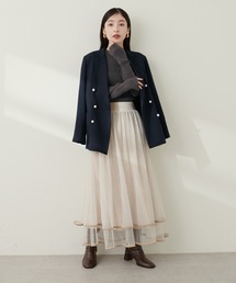 natural couture | 裾ベロアチュールティアードスカート(スカート)