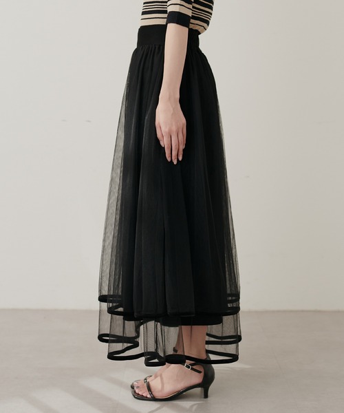 natural couture（ナチュラルクチュール）の「裾ベロアチュールティアードスカート（スカート・レディース・グレー/ブラウン/モカ/ラベンダー/ブラック/アイボリー・FREE）」の22枚目の写真
