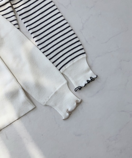 AS KNOW AS plus（アズノゥアズプラス）の「☆配色メロウ ボリューム袖ニットプルオーバー（ニット/セーター・レディース・ブラック/オフホワイト/ホワイト×ブラック/グレイッシュベージュ・FREE）」の17枚目の写真