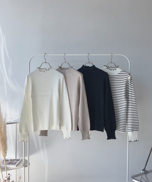 AS KNOW AS plus（アズノゥアズプラス）の「☆配色メロウ ボリューム袖ニットプルオーバー（ニット/セーター・レディース・ブラック/オフホワイト/ホワイト×ブラック/グレイッシュベージュ・FREE）」の22枚目の写真