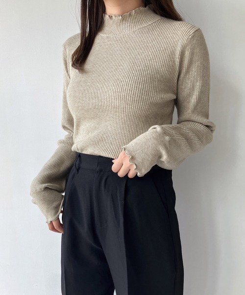 AS KNOW AS plus(アズノゥアズプラス)の「☆配色メロウ ボリューム袖ニットプルオーバー(ニット/セーター・レディース・ブラック/オフホワイト/ホワイト×ブラック/グレイッシュベージュ/ミント・FREE)」の18枚目の写真