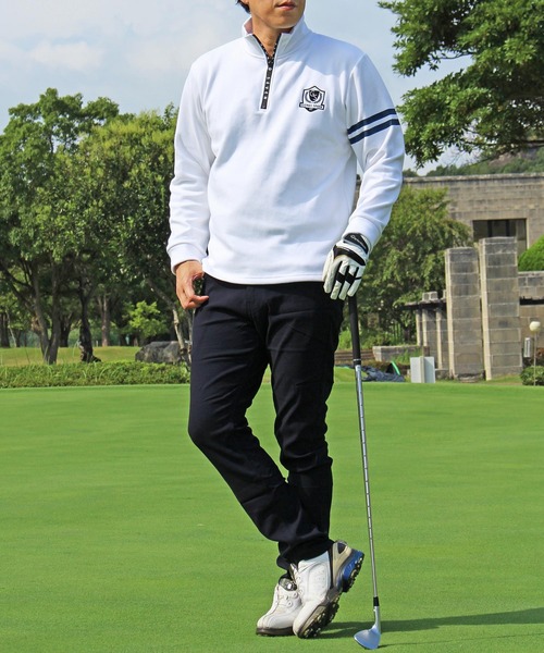 セール】ハーフジップトレーナー ゴルフウェア 裏起毛シャギー