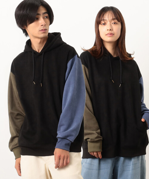 Purple&Yellow（パープルアンドイエロー）の「カットスエードカラーステッチプルオーバーパーカ（パーカー・メンズ・ブラック系その他/マルチ/オレンジ/チャコール/アイボリー/カーキ/ホワイト系その他・LARGE/MEDIUM/X-LARGE/SMALL）」の4枚目の写真