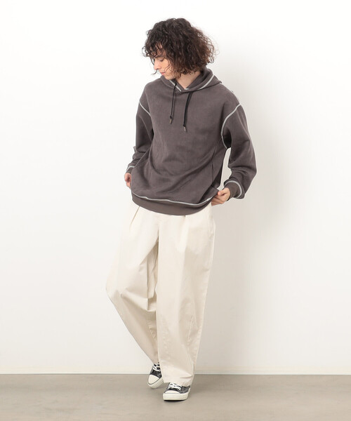 Purple&Yellow（パープルアンドイエロー）の「カットスエードカラーステッチプルオーバーパーカ（パーカー・メンズ・ブラック系その他/マルチ/オレンジ/チャコール/アイボリー/カーキ/ホワイト系その他・LARGE/MEDIUM/X-LARGE/SMALL）」の15枚目の写真