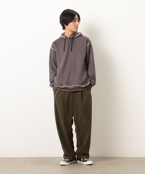 Purple&Yellow（パープルアンドイエロー）の「カットスエードカラーステッチプルオーバーパーカ（パーカー・メンズ・ブラック系その他/マルチ/オレンジ/チャコール/アイボリー/カーキ/ホワイト系その他・LARGE/MEDIUM/X-LARGE/SMALL）」の16枚目の写真