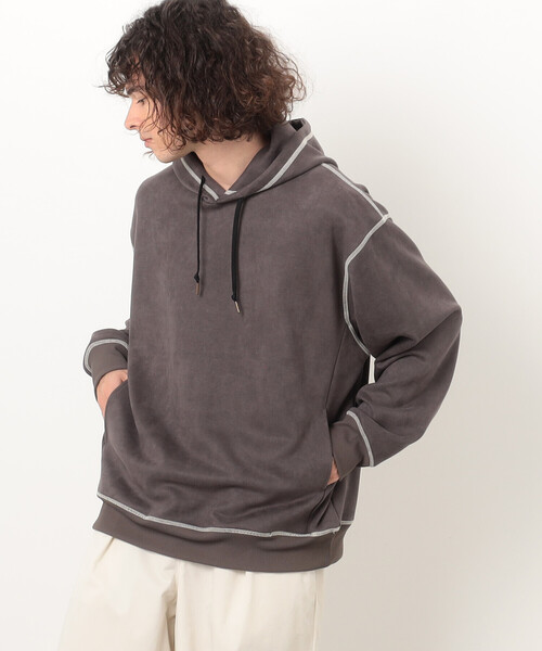 Purple&Yellow（パープルアンドイエロー）の「カットスエードカラーステッチプルオーバーパーカ（パーカー・メンズ・ブラック系その他/マルチ/オレンジ/チャコール/アイボリー/カーキ/ホワイト系その他・LARGE/MEDIUM/X-LARGE/SMALL）」の17枚目の写真