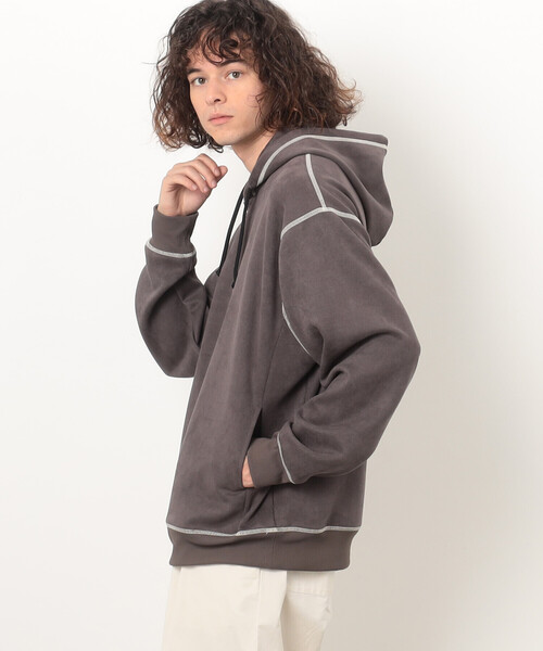 Purple&Yellow（パープルアンドイエロー）の「カットスエードカラーステッチプルオーバーパーカ（パーカー・メンズ・ブラック系その他/マルチ/オレンジ/チャコール/アイボリー/カーキ/ホワイト系その他・LARGE/MEDIUM/X-LARGE/SMALL）」の18枚目の写真