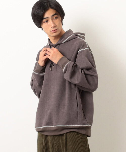 Purple&Yellow（パープルアンドイエロー）の「カットスエードカラーステッチプルオーバーパーカ（パーカー・メンズ・ブラック系その他/マルチ/オレンジ/チャコール/アイボリー/カーキ/ホワイト系その他・LARGE/MEDIUM/X-LARGE/SMALL）」の19枚目の写真