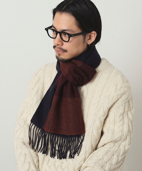 B:MING by BEAMS（ビーミングバイビームス）の「B:MING by BEAMS / ボーダー マフラー（マフラー・メンズ・ブラック/ネイビー/ブラウン・ONE SIZE）」の3枚目の写真