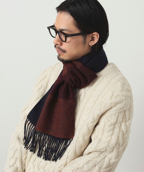 B:MING by BEAMS（ビーミングバイビームス）の「B:MING by BEAMS / ボーダー マフラー（マフラー・メンズ・ブラック/ネイビー/ブラウン・ONE SIZE）」の7枚目の写真