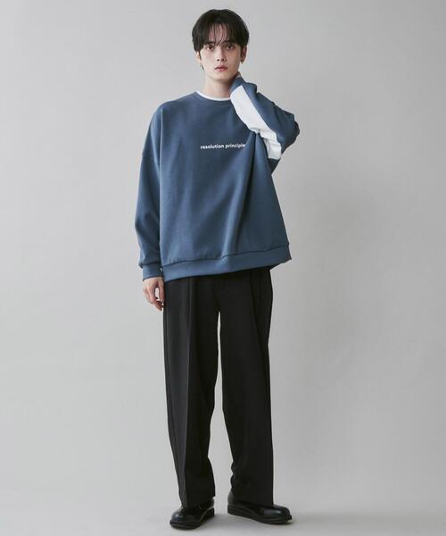 LUCY（ルーシー）の「LUCY/ドルマンフェイクレイヤードプルオーバー（スウェット・メンズ・ブルー/ホワイト・MEDIUM/LARGE）」の4枚目の写真