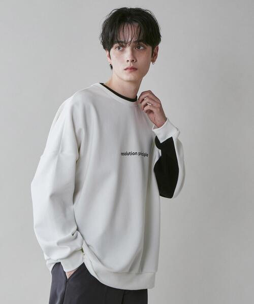 LUCY（ルーシー）の「LUCY/ドルマンフェイクレイヤードプルオーバー（スウェット・メンズ・ブルー/ホワイト・MEDIUM/LARGE）」の9枚目の写真