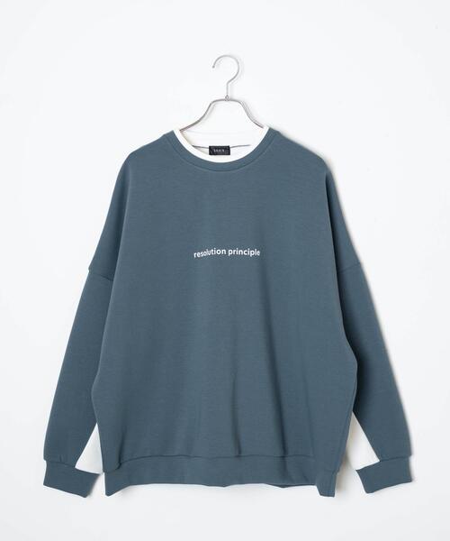 LUCY（ルーシー）の「LUCY/ドルマンフェイクレイヤードプルオーバー（スウェット・メンズ・ブルー/ホワイト・MEDIUM/LARGE）」の17枚目の写真