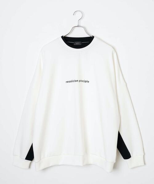 LUCY（ルーシー）の「LUCY/ドルマンフェイクレイヤードプルオーバー（スウェット・メンズ・ブルー/ホワイト・MEDIUM/LARGE）」の16枚目の写真