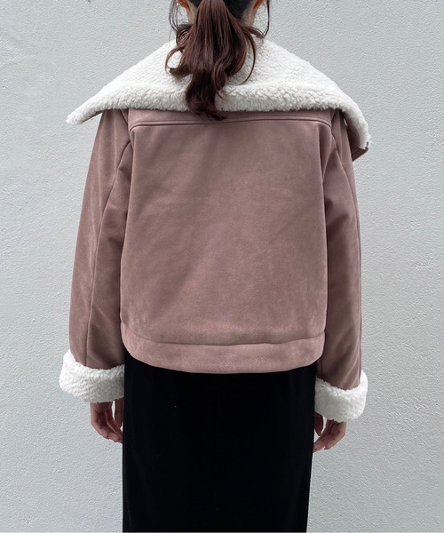 TORTE(トルテ)の「ボアカラーライダースジャケット(ライダースジャケット・レディース・グレー/ホワイト/ピンク・FREE)」の8枚目の写真