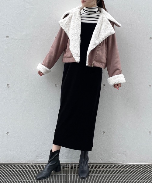 TORTE(トルテ)の「ボアカラーライダースジャケット(ライダースジャケット・レディース・グレー/ホワイト/ピンク・FREE)」の11枚目の写真