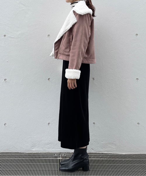 TORTE(トルテ)の「ボアカラーライダースジャケット(ライダースジャケット・レディース・グレー/ホワイト/ピンク・FREE)」の12枚目の写真