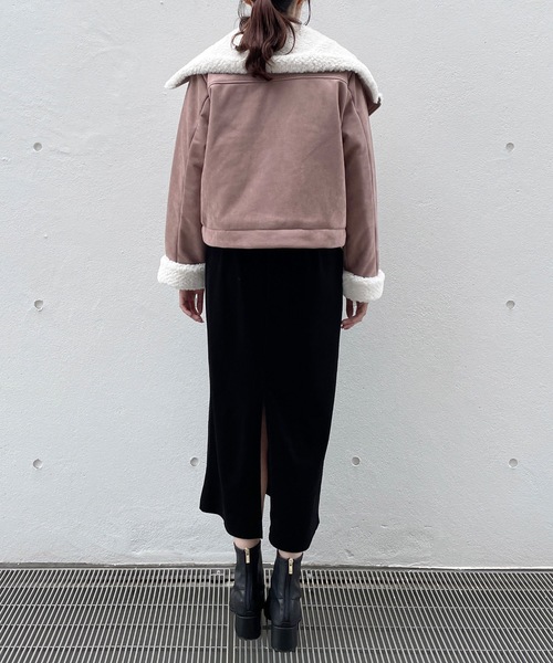 TORTE(トルテ)の「ボアカラーライダースジャケット(ライダースジャケット・レディース・グレー/ホワイト/ピンク・FREE)」の13枚目の写真