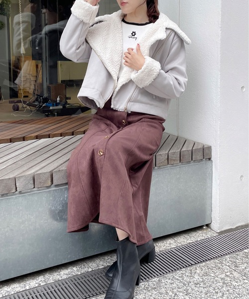 TORTE(トルテ)の「ボアカラーライダースジャケット(ライダースジャケット・レディース・グレー/ホワイト/ピンク・FREE)」の20枚目の写真