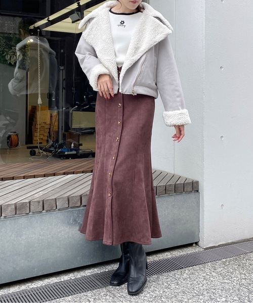 TORTE(トルテ)の「ボアカラーライダースジャケット(ライダースジャケット・レディース・グレー/ホワイト/ピンク・FREE)」の22枚目の写真