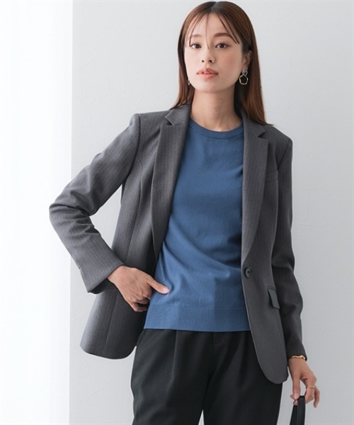 7days Life Styling(セブンデイズライフスタイリング)の「洗濯機OK!ウール調ストレッチテーラードジャケット(スーツジャケット・レディース・ブラウン系/ブラック/グレイッシュベージュ/グレー系その他・LL/L/M/3L/S/4L/5L/6L/8L)」の3枚目の写真
