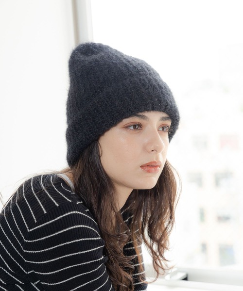 LAKOLE（ラコレ）の「シャギーリブニットワッチ / 980302（ニットキャップ/ビーニー・レディース・イエロー/オフホワイト/ブラック/グレー/ベージュ・FREE）」の3枚目の写真