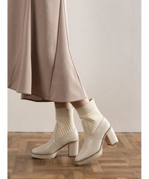 DULCIS REGALO | ElvisLuce(エルビスルーチェ)8cmヒール厚底ストームリブニットソックスボリュームソールショートブーツ(ブーツ)