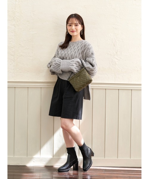 DULCIS REGALO(ドルキス レガロ)の「ElvisLuce(エルビスルーチェ)8cmヒール厚底ストームリブニットソックスボリュームソールショートブーツ(ブーツ・レディース・ブラック/アイボリー・L/S/M/LL)」の21枚目の写真