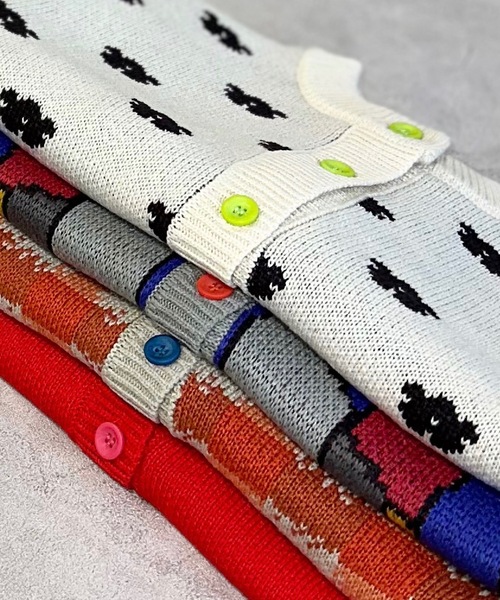 HOGAN RANCH WEAR（ホーガンランチウエア）の「【おうちで洗えるニット】ジャガードニットカーディガン（kids/S～LL）（カーディガン/ボレロ・キッズ・ピンク/オレンジ/マルチ/オフホワイト・L/M/S/LL）」の5枚目の写真