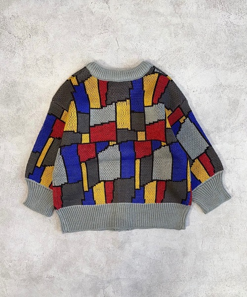 HOGAN RANCH WEAR（ホーガンランチウエア）の「【おうちで洗えるニット】ジャガードニットカーディガン（kids/S～LL）（カーディガン/ボレロ・キッズ・ピンク/オレンジ/マルチ/オフホワイト・L/M/S/LL）」の14枚目の写真