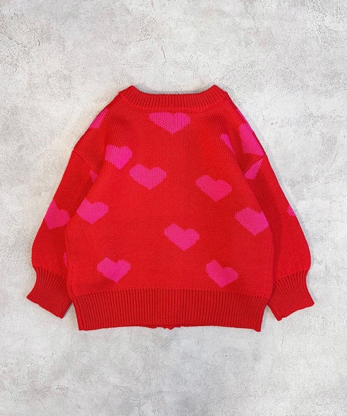 HOGAN RANCH WEAR（ホーガンランチウエア）の「【おうちで洗えるニット】ジャガードニットカーディガン（kids/S～LL）（カーディガン/ボレロ・キッズ・ピンク/オレンジ/マルチ/オフホワイト・L/M/S/LL）」の10枚目の写真