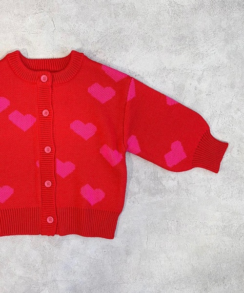 HOGAN RANCH WEAR（ホーガンランチウエア）の「【おうちで洗えるニット】ジャガードニットカーディガン（kids/S～LL）（カーディガン/ボレロ・キッズ・ピンク/オレンジ/マルチ/オフホワイト・L/M/S/LL）」の9枚目の写真