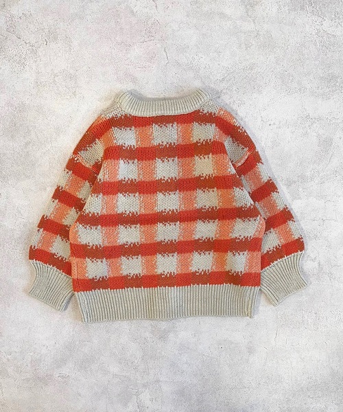 HOGAN RANCH WEAR（ホーガンランチウエア）の「【おうちで洗えるニット】ジャガードニットカーディガン（kids/S～LL）（カーディガン/ボレロ・キッズ・ピンク/オレンジ/マルチ/オフホワイト・L/M/S/LL）」の12枚目の写真