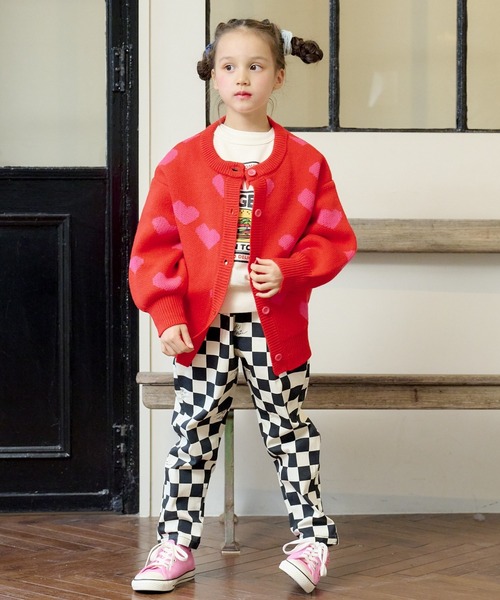 HOGAN RANCH WEAR（ホーガンランチウエア）の「【おうちで洗えるニット】ジャガードニットカーディガン（kids/S～LL）（カーディガン/ボレロ・キッズ・ピンク/オレンジ/マルチ/オフホワイト・L/M/S/LL）」の18枚目の写真